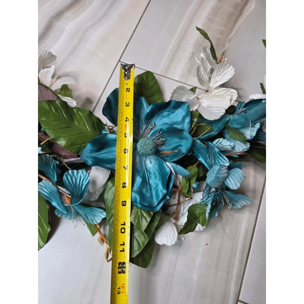 Large Teal & White Floral Wall Decor‎ Metal Flower Wall Art 37